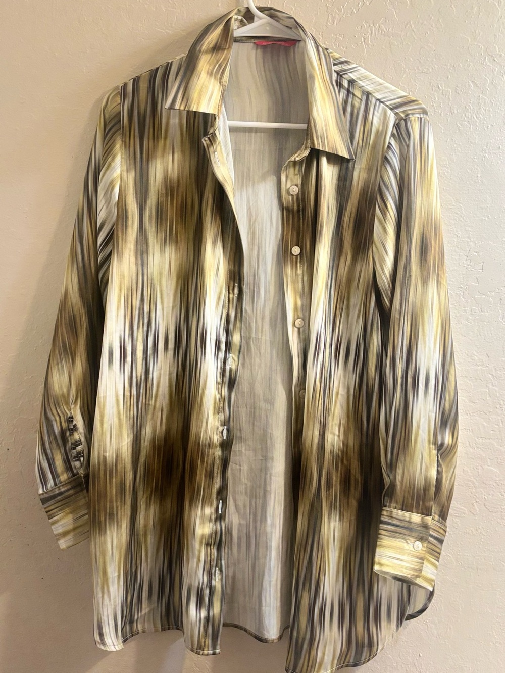 Womens Olive & Cream Patterned Satin Blazer Jacket